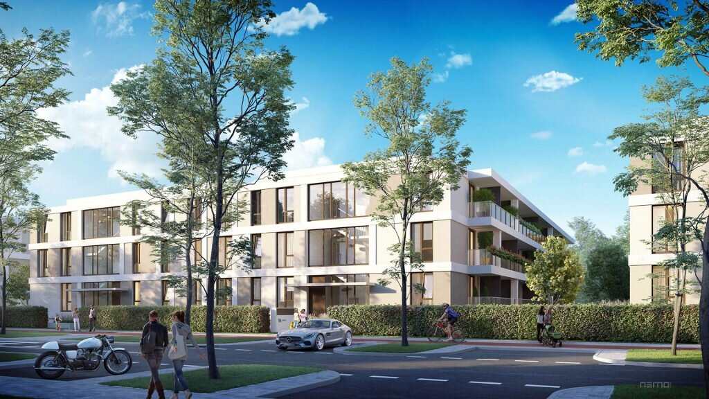 HOME 8 obraz pokazujący wizualizację architektoniczną budynku mieszkalnego wielorodzinnego