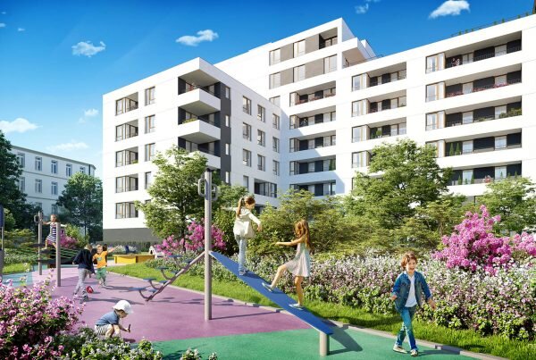 obraz pokazujący wizualizację architektoniczną budynku mieszkalnego wielorodzinnego